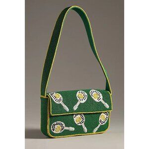The Fiona Beaded Shoulder Bag: Tennis Edition Green